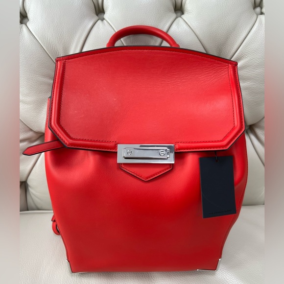 NWT Alexander Wang Prisma Red Leather Backpack Adult size large - Picture 3 of 13